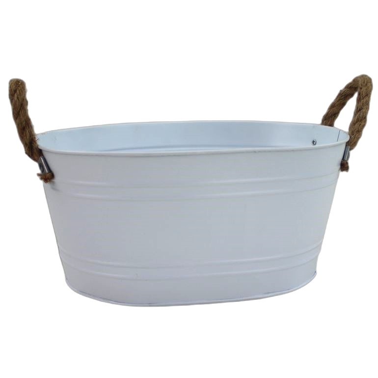 Matte White Oval pot zinc L