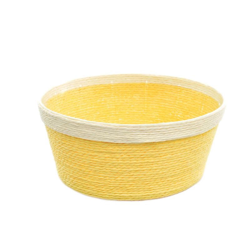 Yellow Round Paper Basket Planterw/ Rim