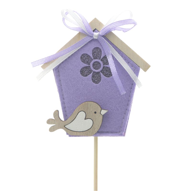 Vogelhuis Finch 6,5cm op 50cm stok FSC*paars