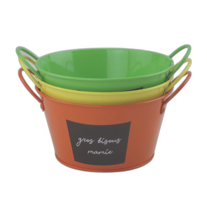  zinc round gros bisous mamie -
 mixed: green orange and yellow colour. 