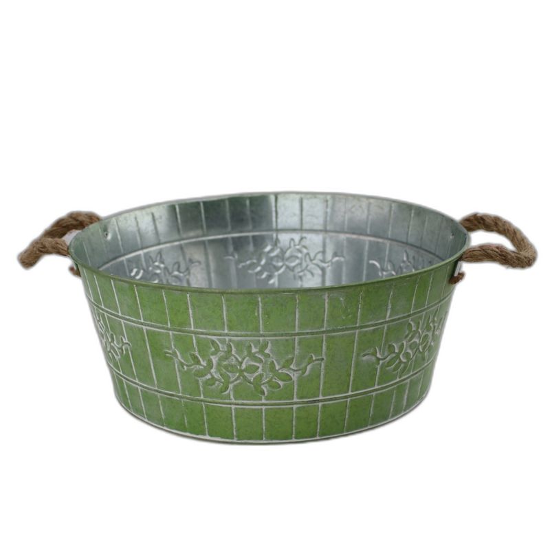 Round Zinc green floral 2 ears rope Ø30