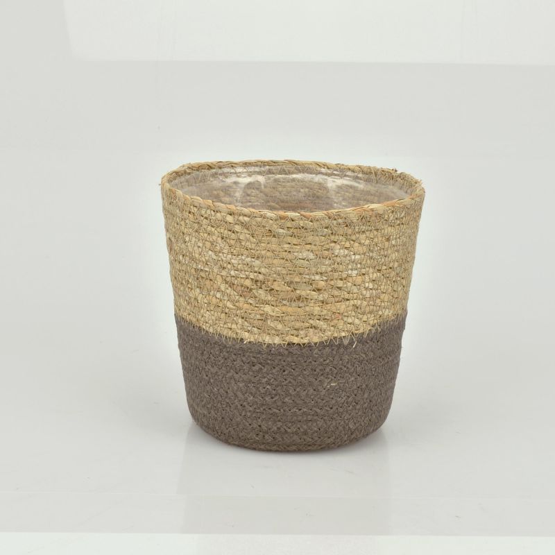 Straw Basket w/ Grey Jute ORCH-12