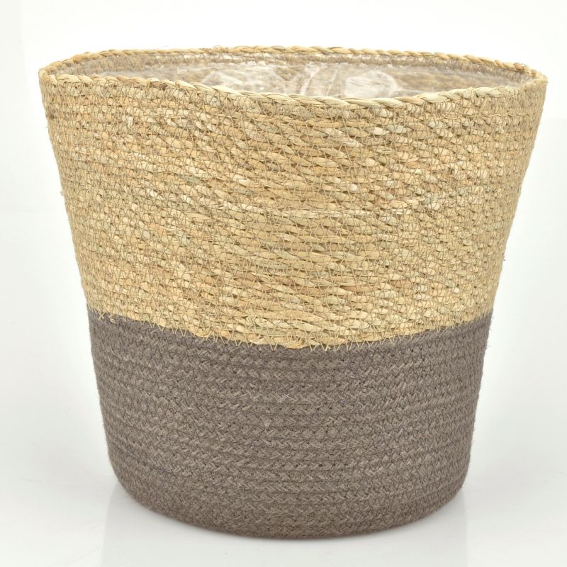 Straw Basket w/ Grey Jute ES-21
