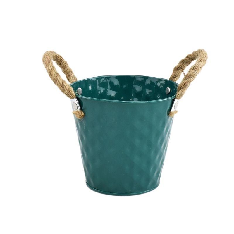 Green Zinc Pot 'Fancy' w/ Rope Ears