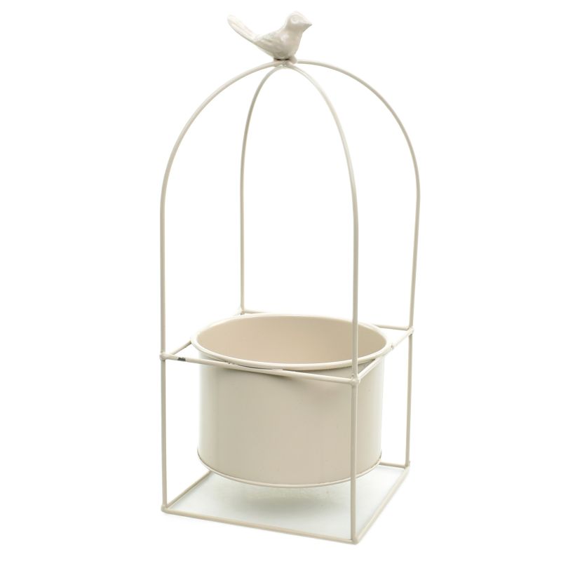 Beige Metal Planter 'Bird' L