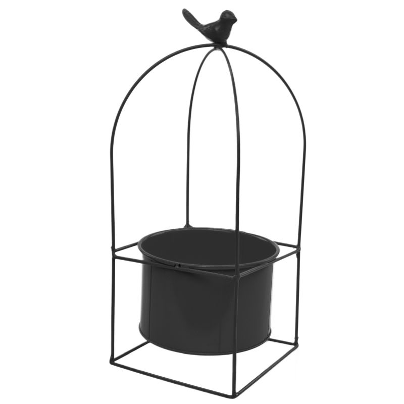 Black Metal Planter 'Bird' L