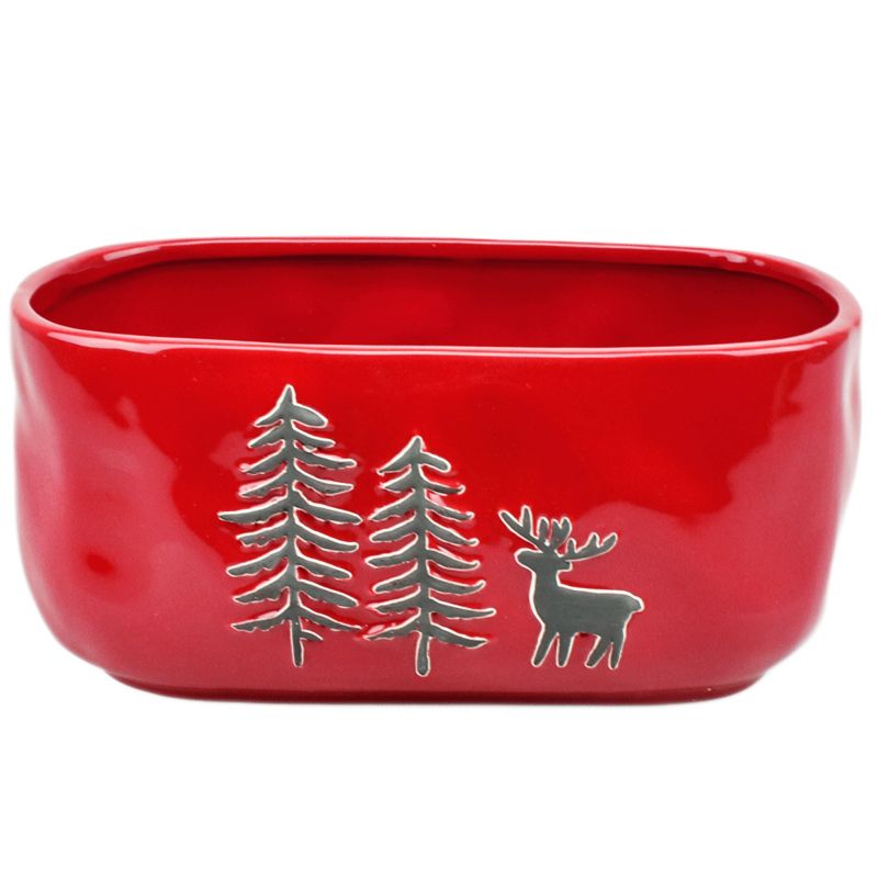 Red/Black Oval X-Mas Planter L