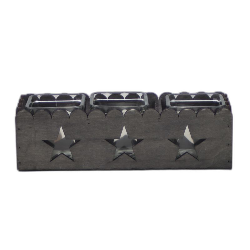 theelichthouder kerst sterren 3x triple