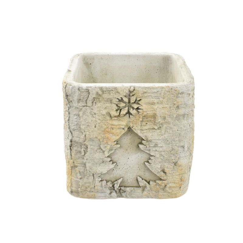 Grey Square Cement Pot 'Christmas Tree' S