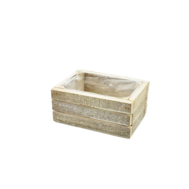 Bali White Wash Wood Rect. Planter