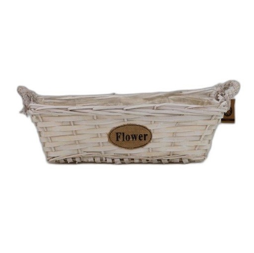 [12146] panier recta 2 ans corde  'flowers' blanc