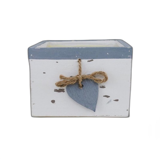 [035784] bois carré gris / blanc avec coeur