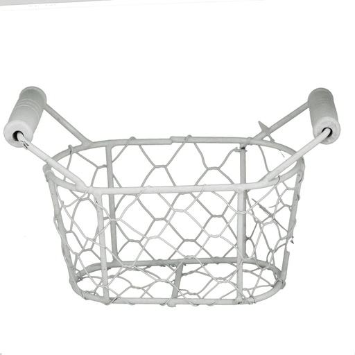 [1006] panier grille metal blanc