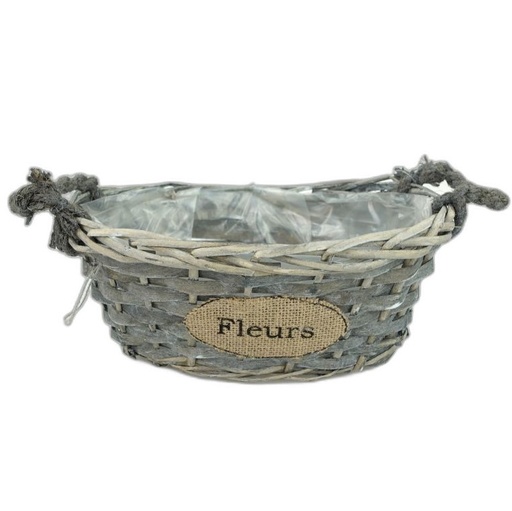 [10109] panier ovale 2 ans corde 'fleurs'