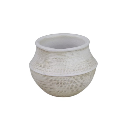 [1019286] céramique cache-pot  "Roel" blanc