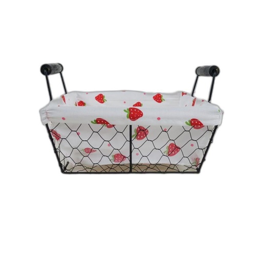 [1136] panier metal carré + tissue fraise