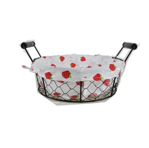 [1137] panier metal rond + tissue fraise