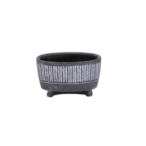 [122039] pot céramique ovale sur pieds Aztec
