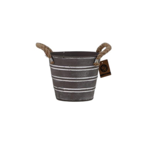 [12416] Zinc mat grey w/ white Stripes bucket D16.5