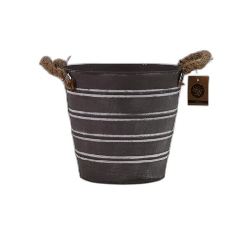 [12421] Zinc mat grey w/ white Stripes bucket D21