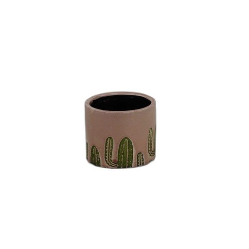 [124578] 'Cactus' geglazuurde pot roze cilinder D11
