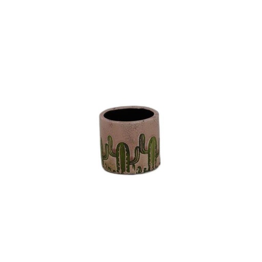 [124586] 'Cactus' geglazuurde pot roze cilinder D8