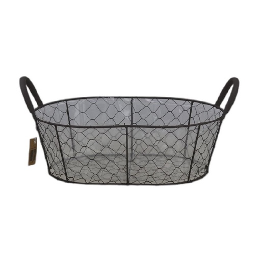 [1506] mand metaal grijs ovaal S 30x20 + plastic