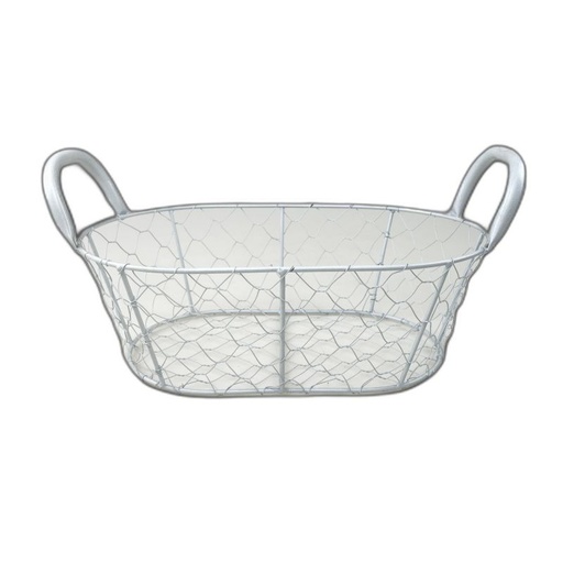 [1507W] panier metal blanc ovale S 30x20