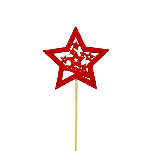 [15-413] prikker rood ster Kerst 12pcs