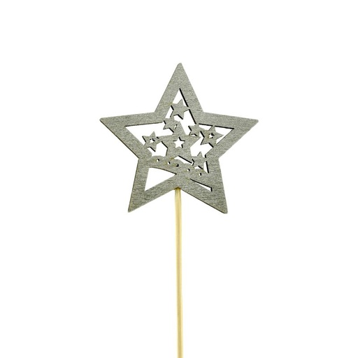 [15-414] prikker zilver ster Kerst 12pcs