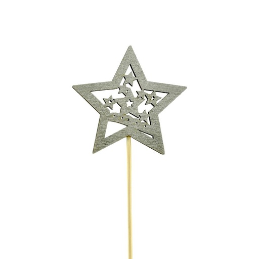 [15-414] prikker zilver ster Kerst Pick 12pcs