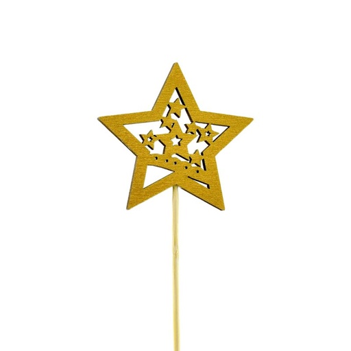 [15-415] prikker gouden ster Kerst Pick 12pcs