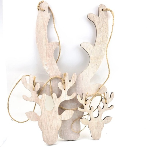[16-019] reindeer hanger whitewash set 3