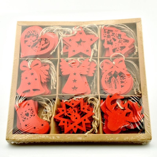[16-201] box Kerst hangers red - 54pc / box - 1296pc/bigbox