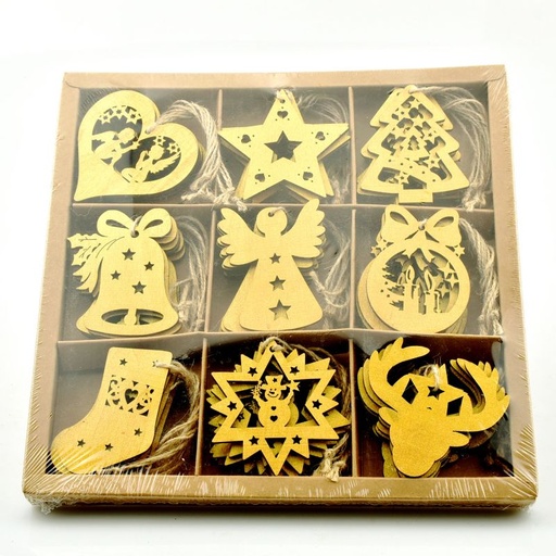 [16-203] box Xmas hangers gold - 54pc / box - 1296pc/bigbox