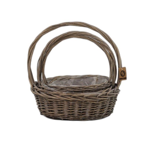 [1685G] corbeille rond set 3 gris L ø35 H12