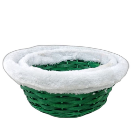 [1730V] panier rond vert set 2 bord peluche