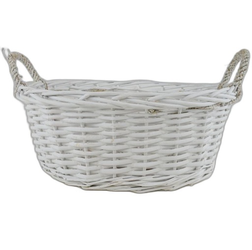 [1739W] panier ovale 2 anses blanc