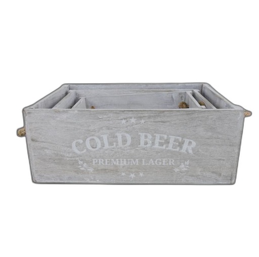 [1810] caisse bois set 3 gris  "cold beer"