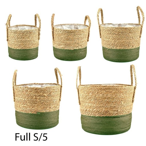 [19-057] panier naturel/mousse vert ans jute set 5