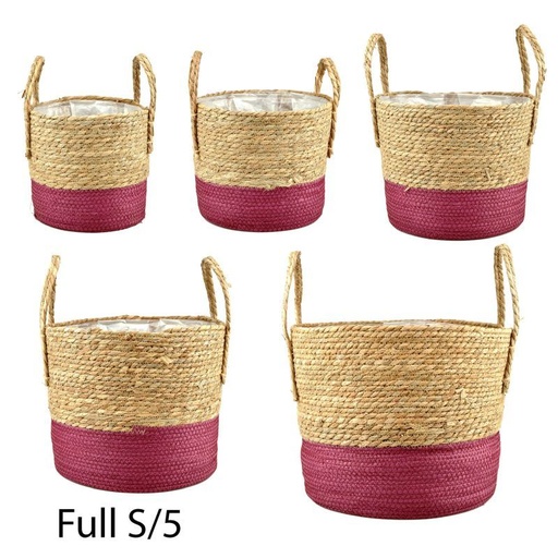 [19-097] panier naturel/bordeaux ans jute set 5