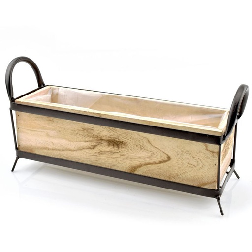 [21-481] planter op metalen pootjes "burned wood"