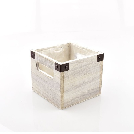 [21-975] houten kubus wit antique S