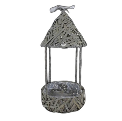 [2417G] house shape round planter grey Large