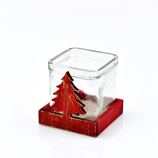 [24-580] Kerst rood/goud hout 1 glaasje #1