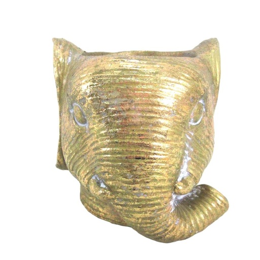 [26-134] cement pot olifant goud