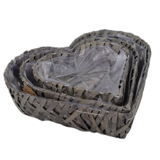 [2614G] panier forme de coeur set3 gris