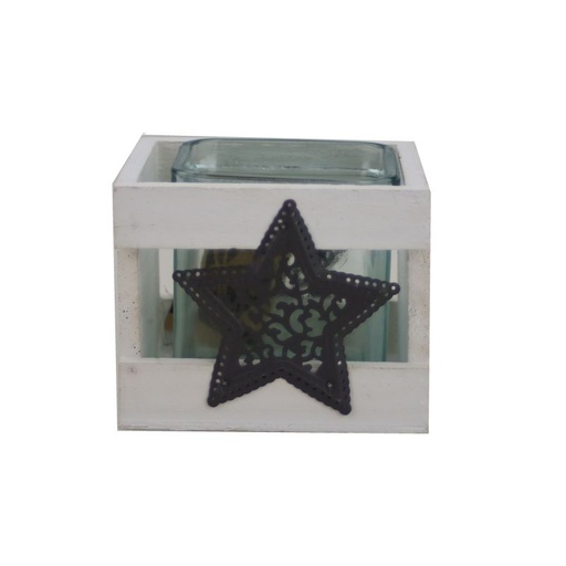 [2697] photophore étoile metal + 1 verre Noël Jac