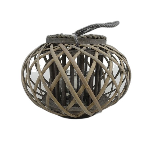 [2868] photophore boule osier gris