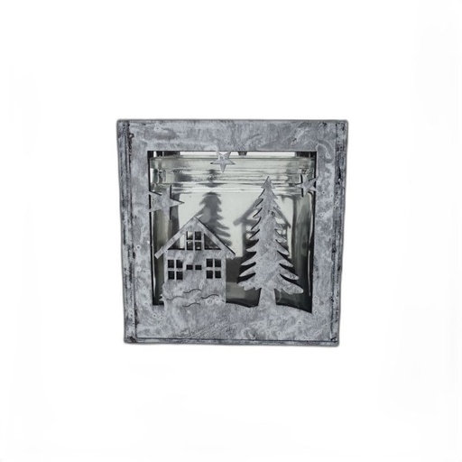 [2881] theelichthouder hout black/white 1x glas Jac